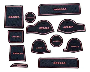 Car Drome Rubber Mats for Maruthi Suzuki Brezza (Red) Set of 12