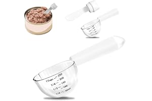 SSyang Cuillère à Mesurer la Nourriture pour Chien 1 Tasse, Cuillère à Nourriture pour Chat, Cuillère à Nourriture pour Animaux de Compagnie de 250 ml, Cuillères à Chat pour Nourriture Humide(Blanc)