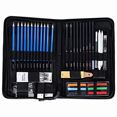 Preisvergleich Produktbild tischrockhalter Professional Art Zeichnen und Skizzieren Bleistifte Set Kohlestifte graphit Bleistifte Gummi Anspitzer massivem Papier Pen Nylon Bleistift Tasche Skizzieren Supplies
