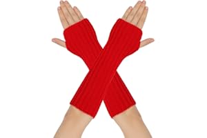 LSYZHX Knitted Wrist Warmers Womens, Knitted Fingerless Gloves, Winter Thumbhole Gloves for Women