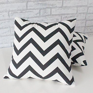 Set of 2 Modern Style High Quality Waves Printing Pillow Cover (16*16 inch) , No-Blue