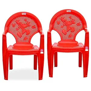 AVRO FURNITURE Mickey Chair for Kids,Plastic, Standard Size, Red,Set of 2