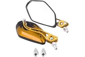 YOSOO HEALTH GEAR Motorcycle Mirrors, Flame Pattern Rear View Mirror, Aluminum Alloy Side View Mirrors with Adjustable Joint Bolt and Two Screw Specification, Suitable for Most of Motorcycle and Scooter(Yellow)