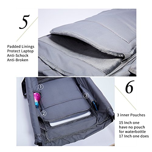 KALIDI 17 Zoll Laptop Rucksack Backpack Schulrucksack für bis zu 15.6 zoll Laptop Notebook Computer Arbeit Campus Studenten Outdoor Reisen Wandern mit Großer Kapazität - 5