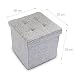 Relaxdays Ottoman Foldable Footstool Box Storage Cube with Removable Lid, Fabric, Grey, 38 x 38 x 38 cm