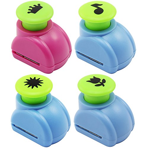 COM-FOUR® 4-teiliges Set Motivlocher, Figurenstanzer "Basics" mit vier verschiedenen Motiven, 19mm