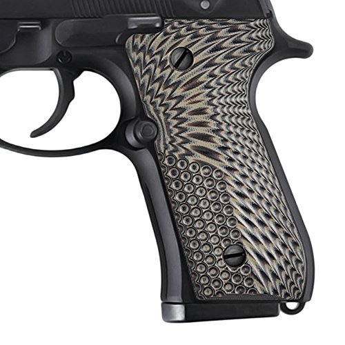 Guuun Beretta 92/96 Grips G10, Beretta 92 fs, m9, 92a1, 96a1, 92 poignées en INOX, Parfait pour s'adapter et mincir Les poignées Beretta, Texture Eagle Wings - Gray/Black