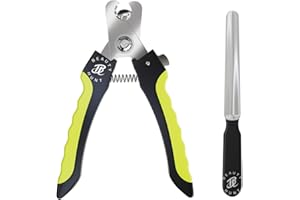 BeautyHunt Dog Nail Clippers for Large to Medium Breeds–Professional 16cm Pet Nail Cutter & Dog Claw Clippers with Safety Lock, Protective Guard & Dog Nail File–Suitable for Dogs, Cats, Birds, Rabbits
