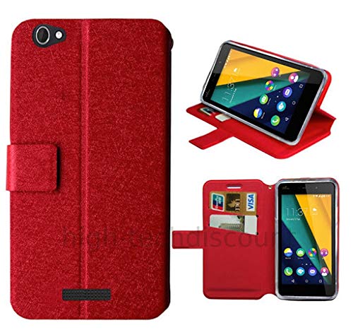 htdmobiles Housse Etui Coque Pochette Portefeuille pour Wiko Pulp Fab 4G + Film ecran - Rouge
