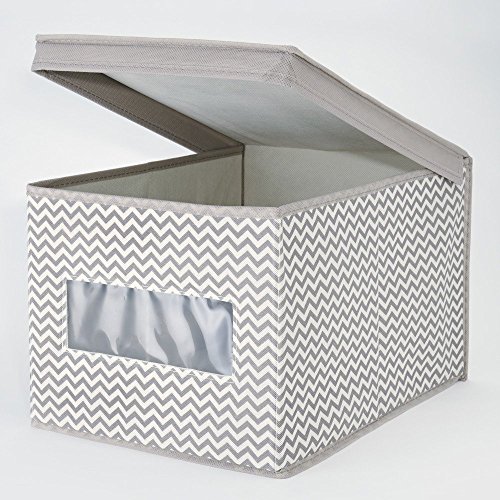 Interdesign 04251M2EU Axis Chevron Stoff, Aufbewahrungsbox, 2-er Set, groß, taupe / natur - 5