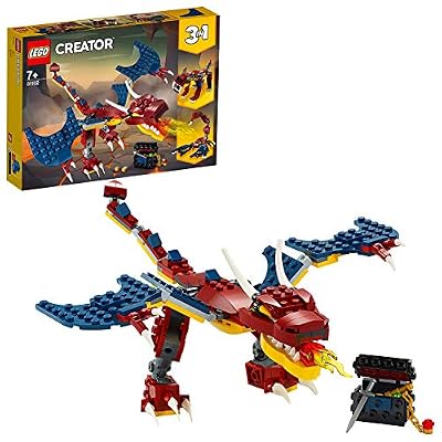LEGO 31102 Creator 3in1 Dragon de feu - Tigre - Scorpion Ensemble de construction, Jouet de créatures réelles et mythiques