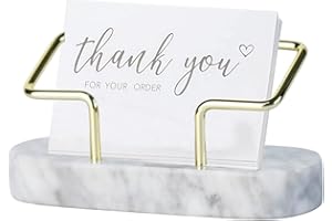 LdawyDE Porta Biglietti da Visita da Tavolo, Espositore Biglietti da Visita in Marmo, Processo di Galvanizzazione, Stile Semplice, Adatto per lufficio, la Mostra, lincontro daffari (Bianco)