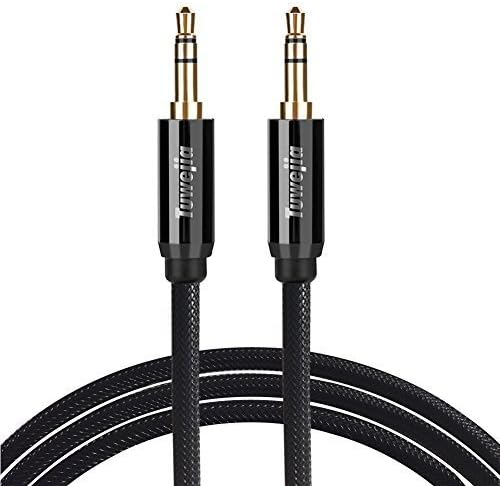 3.5mm Audio Stereo Speaker Cable Tuwejia 3.5mm Audio Male to Male Cable 10Feet Aux Stereo Audio Cable For Car 24K Gold Plated Black Nylon for Car,Headphone,IPod,IPhone,IPad,Home Stereos