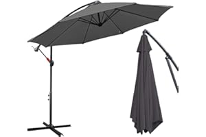 Daromigo Sombrilla de 300/350 cm con manivela | Sombrilla con soporte | Sombrilla de jardín, protección UV de aluminio | Sombrilla de mercado impermeable para jardín