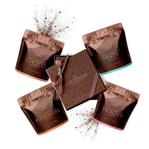 COCOSOLIS Set gommage café - Huiles essentielles naturelles - Le coffret cadeau luxe idéal pour les femmes - 3x gommage corps et 1x gommage visage (280 g)