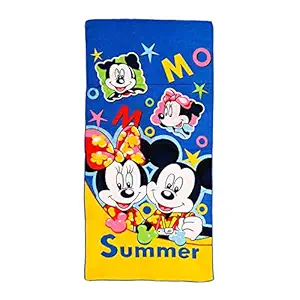 SAI-ENTERPRISES Cotton Bath Towel for Kids (60x120 cm, Blue Mickey Mouse)