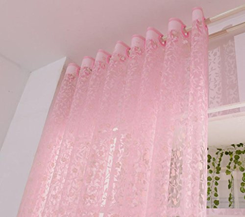 Vorhang DDLBiz® Druck-Blumen-Voile-Tür-Vorhang Fenster Paravent Schal Vorhang (Pink) - 3