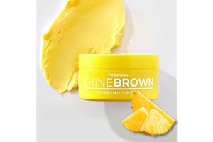 BYROKKO Original Shine Brown Tropikalny krem do opalania, 150 ml, nawilżający i nieprzywierający dżem do opalania, z olejem marchwiowym, masłem kakaowym i shea oraz witaminą E i B, ŻÓŁTY