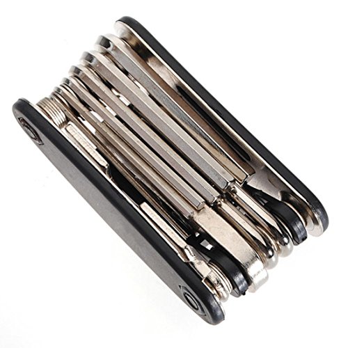Qiorange Fahrradwerkzeug 16 Multi-Function Fahrrad Reparatur-Set Mini Falt Multitool Alu - 4