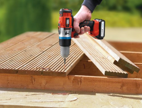 Black + Decker 14,4V Li-Ionen Akku-Schlagbohrschrauber, 2. Akku, LED-Arbeitsleuchte, Planetengetriebe, EGBHP148BK - 4