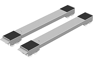 Ronlap base lavabiancheria regolabile con freno, rullo per mobili per carichi pesanti per lavatrice, asciugatrice, frigorifero fino a 300 kg, lunghezza 44,5-72 cm, grigio