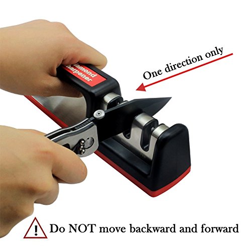 Dailyart® — JYMDS-3K Messerschärfer Messerschleifer Knife Sharpener mit 3 Stufen (Rot) - 6