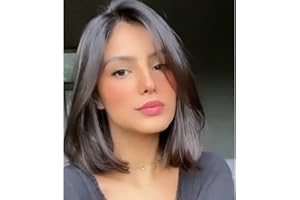 Creamily Peluca corta Bob hasta los hombros Peluca marrón Bob Parte media Pelucas rectas para mujeres Peluca de fiesta de Halloween Aspecto natural 14 pulgadas