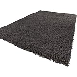 Alfombra Sky Lisa De Pelo Alto Largo Estilo Shaggy En Antracita, tamaño:140x200 cm
