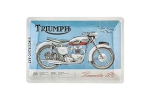 Nostalgic-Art Plaque Vintage, Triumph – Bonneville – Idée de Cadeau pour Fans de Moto, en métal, Design rétro pour la décoration, 20 x 30 cm