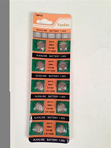 Preisvergleich Produktbild Batterie Knopfzelle 10er Set AG10, 389A, CX189, LR1130W, LR54 BC