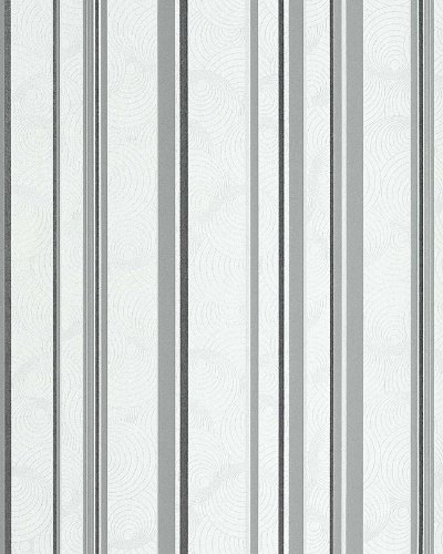 Streifen Tapete EDEM 059-26 Retro Sweet Summer Design Tapete stylisch gestreiftes Muster creme-weiß hell-grau graphite