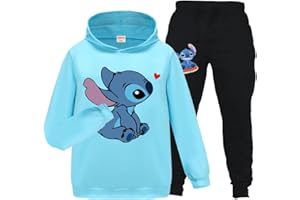 OAIXIUR Girls Outfit Blue Cat Printing Hoodie & Joggers Boys Sportswear Clothing Sets