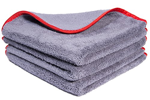 Preisvergleich Produktbild BRIGHTIMO Mikrofaser Trockentuch / 3er Set / Poliertuch / saugstark / nimmt bis zu 600ml Wasser auf / extrem weich / feinste Fasern schonen den Lack / hochwertige Lackpflege / trocknen ohne Schlieren / Größe 40x40cm