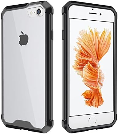 Yokase iPhone 7 Case, iPhone 8 Cover Soft TPU Border and Hard PC Back iPhone 7 Case Black [Hybrid Reinforced Corners] for iPhone 7 / 8 - 4.7inch - Black