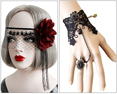 Mask Lace Day of the Dead Veil WeGood Mask Novelty Halloween Costume Party Cosplay Masquerade Animal Head Rubber Mask Unicorn (Veil Package)