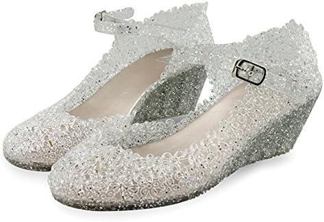 Neissstar Women's Jelly Wedge Beach Sandals High Heels Glass Slipper Shoe (UK 6.5 (EU 40), Silver)