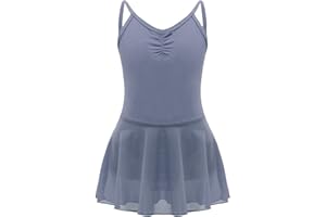 JEATHA Ballettkleid Ballettanzug Mädchen Tanzkleid Balletttrikot Baumwolle Gymnastik Leotard Tanzbody mit Mesh Rock Tütü Kinder Ballettkleidung