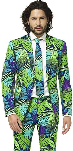 OppoSuitsMen's Opposuits Crazy Prom Suits for Men – Juicy Jungle – Comes With Jacket, Pants and Tie in Funny Designs