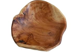 MIATTCLD Obstschale aus Natur Holz, Natur Holzschale SalatSchüssel, Handgemachte Dekoschale Unregelmäßige Kreative Obst Servierschüssel Dekoschale für Obst Salate Snack Schlüssel Dekor (30—34cm)