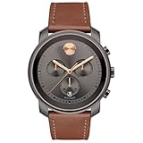 Movado uomo Bold orologio con cinturino in pelle marrone 3600421