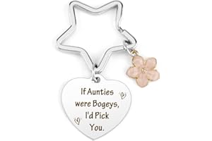 Hoosmoon Auntie Gifts,Auntie Birthday Gifts,Funny Presents for Aunt Keyring from Niece Christmas Birthday- If Aunties Were Bogeys, I'd Pick You