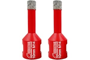 SHDIATOOL Forets Diamant 2 Pièces 10mm Trépans de Forage avec Filetage M14 pour Perçage à sec en Porcelaine Carrelage Granit Marbre