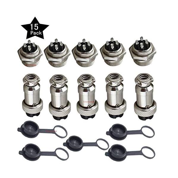 Ltsstoreuk 5 A 16 mm 4 Pin Buchse Luftfahrt-Adapter + 5 Stück 5 A 16 mm 4-poliger Stecker Luftfahrt-Stecker Adapter + 5 Stück Gummi Schutzkappe