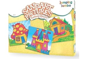 JUMPING JUMBO JumpingJumbo Sand Art Kit - Arts and Craft Kit for Kids, Self Adhesive Pre-Designed Images for Glitter, Art Supplies, Games for Kids Age 3-9, Gift present for boys and girls - Fantasy Houses For Gifts