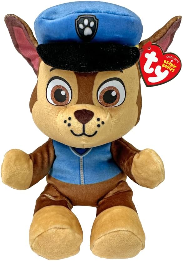 Ty - Colección Paw Patrol, Chase, Todos los héroes del Equipo de los Cachorros en versión Floppy, Suave Peluche para coleccionar, Idea de Regalo para Grandes y pequeños - 20 cm - T44014