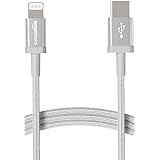 Amazon Basics - Cavo di ricarica Lightning a USB-C, certificato MFi, in nylon intrecciato, per iPhone 13/12/11/X/XS/XR/8, arg