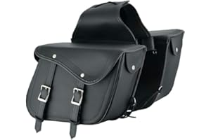 REXTEK 757 Motorbike Saddle Bag Leather Waterproof Luggage Bag Pannier Side Tools Box Side Bags (Black)