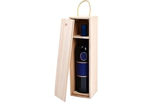 HoaaiGo Scatola in Legno per Vino, Confezione Regalo, Cassette Legno, Imballaggio Vino con Manico Corda e Coperchio