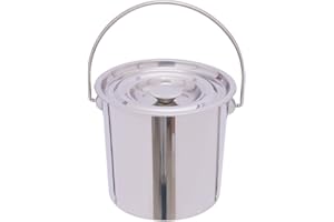 Futchoy 6L / 12L / 20L Seau Seau de Cuisine Seau d'alimentation Seau à Champagne Seau à Glace Seau à Lait avec Couvercle en Acier Inoxydable (6L)