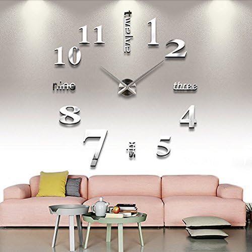 Dasuke DIY Large Wall Clock 3D Mirror Sticker Big Watch Home Decor Unique Gift